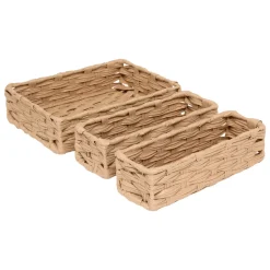 5 Five Simply Smart Cesti E Scatole-Set di 3 cestini portaoggetti intrecciati bassi (27 x 20 cm) Garlic
