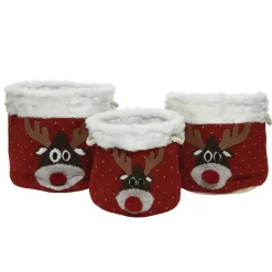 KAEMINGK Decorazioni E Oggetti Natalizi-Set di 3 cesti portaoggetti (35 cm) Teste di renne