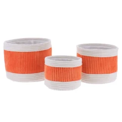 TENDANCE Accessori Bagno-Set di 3 cesti portaoggetti in velluto (H20 cm) Boho-chic
