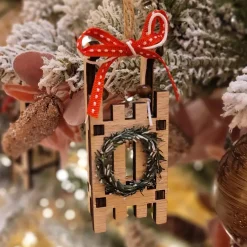 KAEMINGK Addobbi Natalizi-Set di 2 decorazioni da appendere (H10 cm) Slitte Ghirlanda invernale rossa