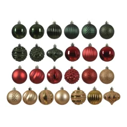 KAEMINGK Palline Di Natale-Set di decorazioni di Natale Verde, rosso e oro