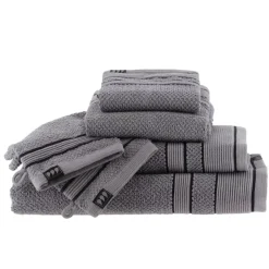 Set di due guanti in spugna di cotone Black Line Grigio / nero