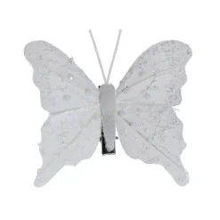 KAEMINGK Addobbi Natalizi-Set di 4 Farfalle su pinza (H8 cm) Scintillii e perle d'inverno