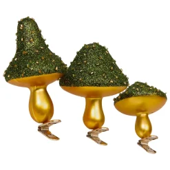 JJA Addobbi Natalizi-Set di 3 funghi con clip (H10 cm) Lustrini di Natale