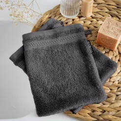 Set di 2 guanti da bagno cotone bio (15 x 21 cm) Méline Grigio tempesta