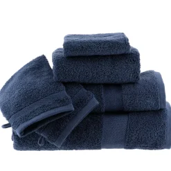 Set di 2 guanti da bagno in cotone (15 x 21 cm) Timeless Blu marino
