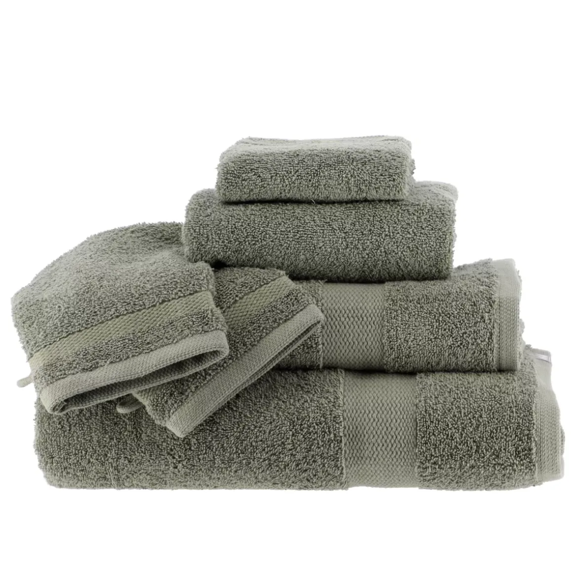 Set di 2 guanti da bagno in cotone (15 x 21 cm) Timeless Verde cachi