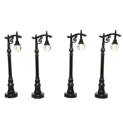 KAEMINGK Personaggi E Accessori Per Villaggio-Set di 4 lampioni illuminati (H10 cm) Antichi per arredare un villaggio
