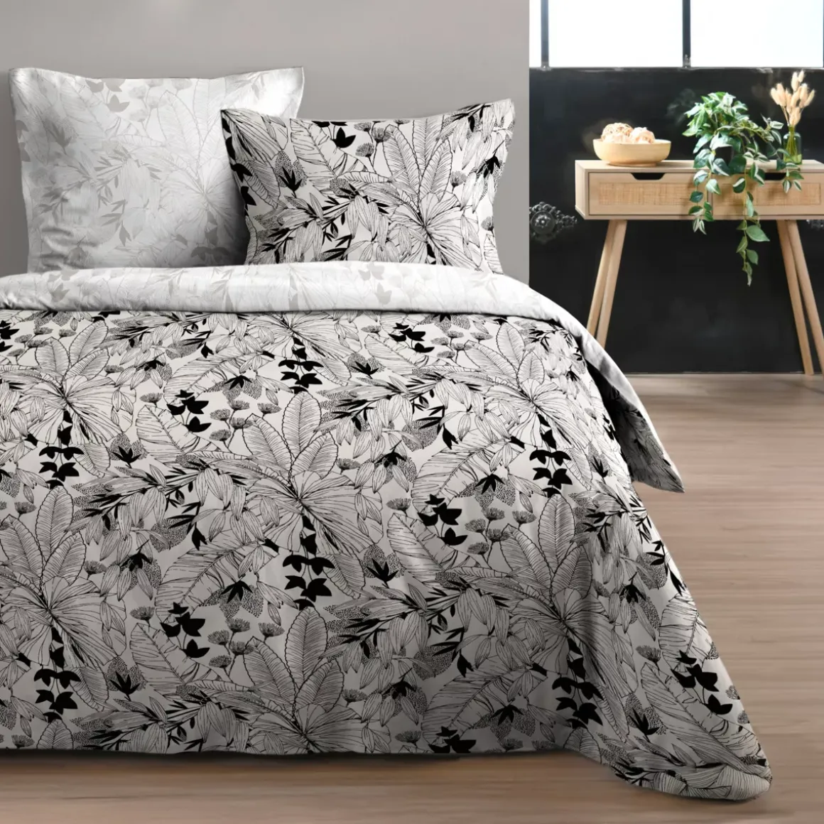 Set di lenzuola in cotone 4 pezzi (240 x 300 cm) Surya Nero