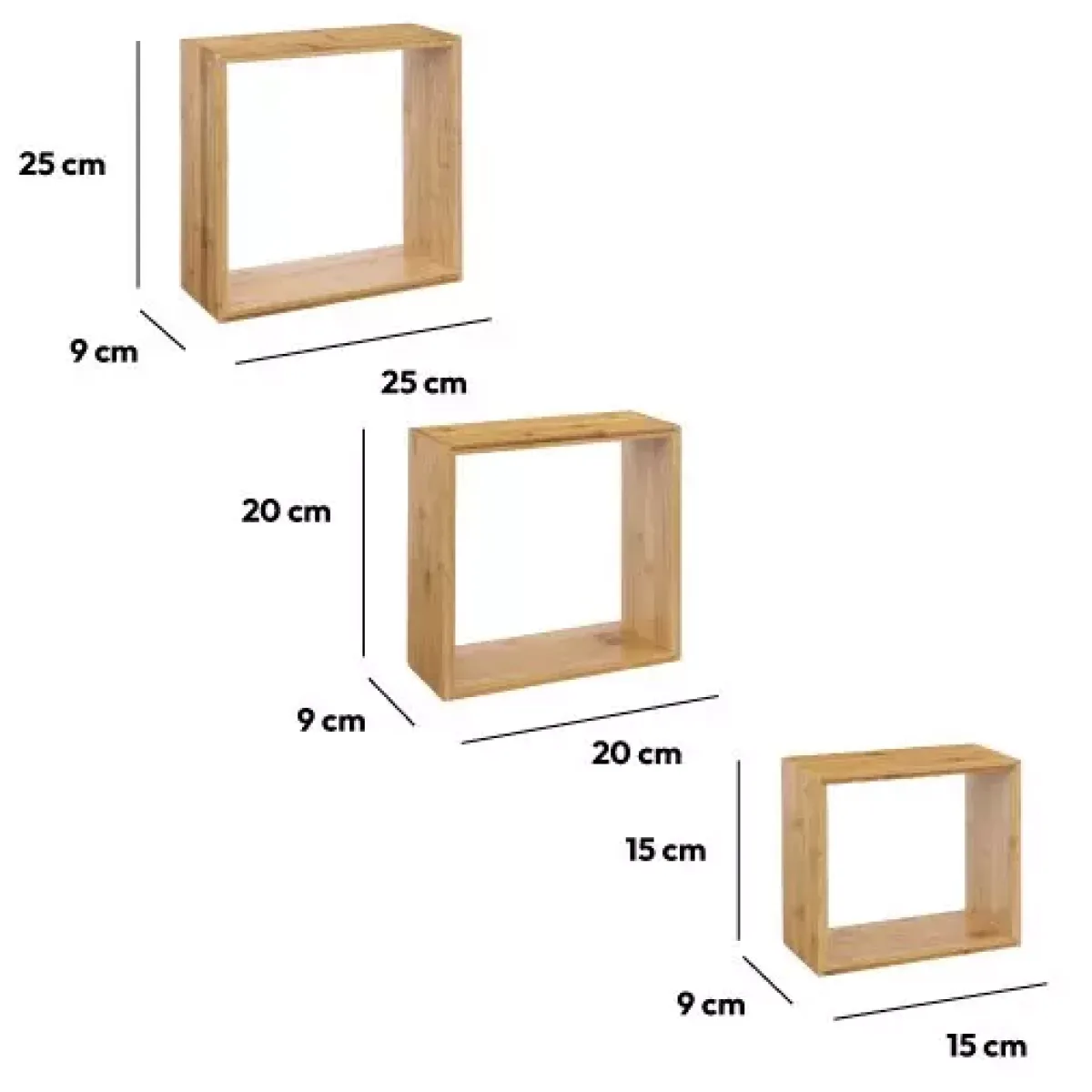 ATMOSPHERA Mensole-Set di 3 mensole cubo Fixy Bambù Naturale