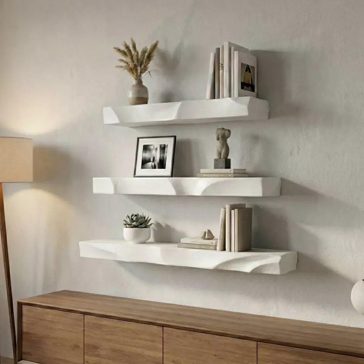 EMINZA Mensole-Set di 3 mensole da parete in legno (L60 cm) Lyford