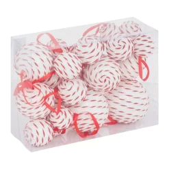 JJA Palline Di Natale-Set di 22 Palline di natale assortite a righe Fantasia e Bianco
