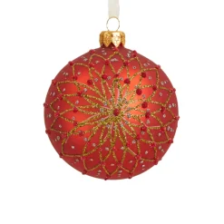 KAEMINGK Palline Di Natale-Set di 6 palline di Natale di vetro (D80 mm) Fiori paillette