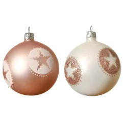 KAEMINGK Palline Di Natale-Set di 6 palline di Natale di vetro (D80 mm) Storia Bianco e