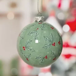 KAEMINGK Palline Di Natale-Set di 7 palline di Natale (D80 mm) Agrifoglio e rosso