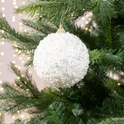 KAEMINGK Palline Di Natale-Set di 12 palline di Natale (D80 mm) Altesse perlata Bianco Lana