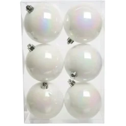 KAEMINGK Palline Di Natale-Set di 6 palline di Natale (D80 mm) Aravis Bianco iridescente