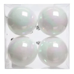 KAEMINGK Palline Di Natale-Set di 4 palline di Natale (D100 mm) Aravis Bianco iridescente