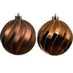 KAEMINGK Palline Di Natale-Set di 6 palline di Natale (D80 mm) Glam chic Marrone glitterato oro