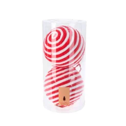 KOOPMAN Palline Di Natale-Set di 2 palline di Natale (D120 mm) Lana a righe e bianco