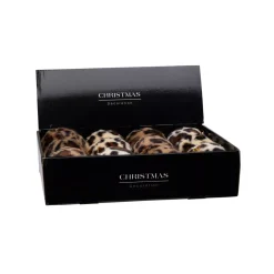KOOPMAN Palline Di Natale-Set di 12 palline di Natale (D100 mm) Leopardo Beige e