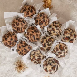 KOOPMAN Palline Di Natale-Set di 12 palline di Natale (D100 mm) Leopardo Beige e