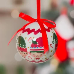 KAEMINGK Palline Di Natale-Set di 7 palline di Natale (D60 mm) Piccoli Elfi di Natale Bianco e