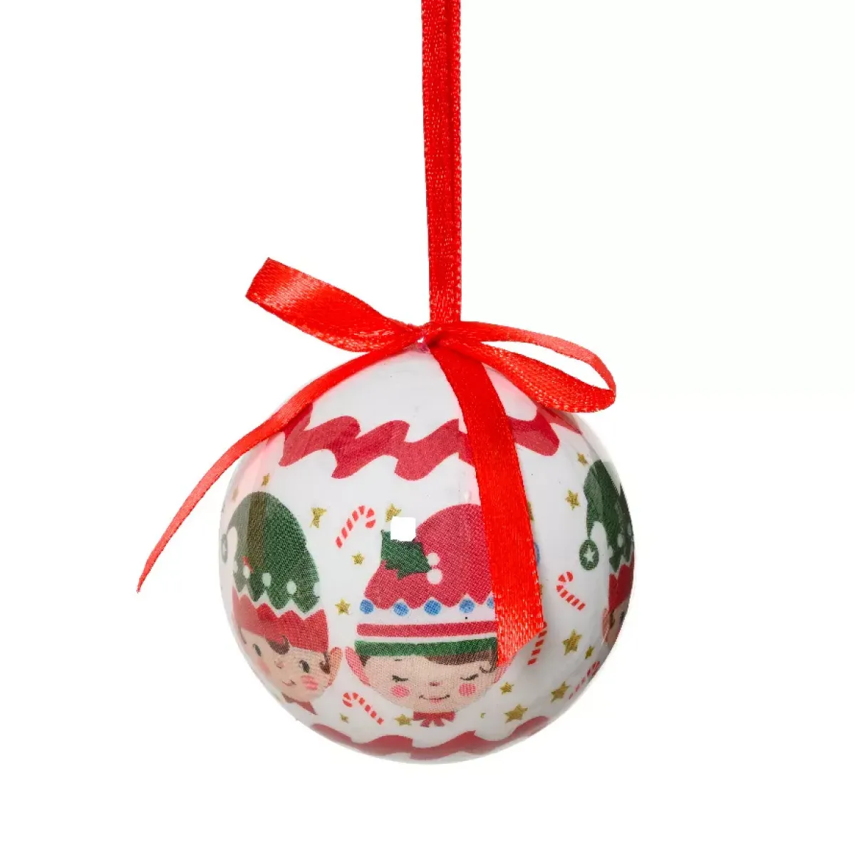 KAEMINGK Palline Di Natale-Set di 7 palline di Natale (D60 mm) Piccoli Elfi di Natale Bianco e