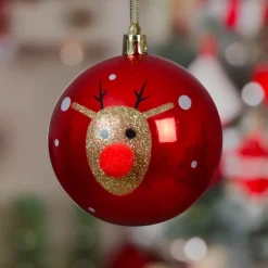 KAEMINGK Palline Di Natale-Set di 12 Palline di Natale (D80 mm) Renna Clown con glitter e oro