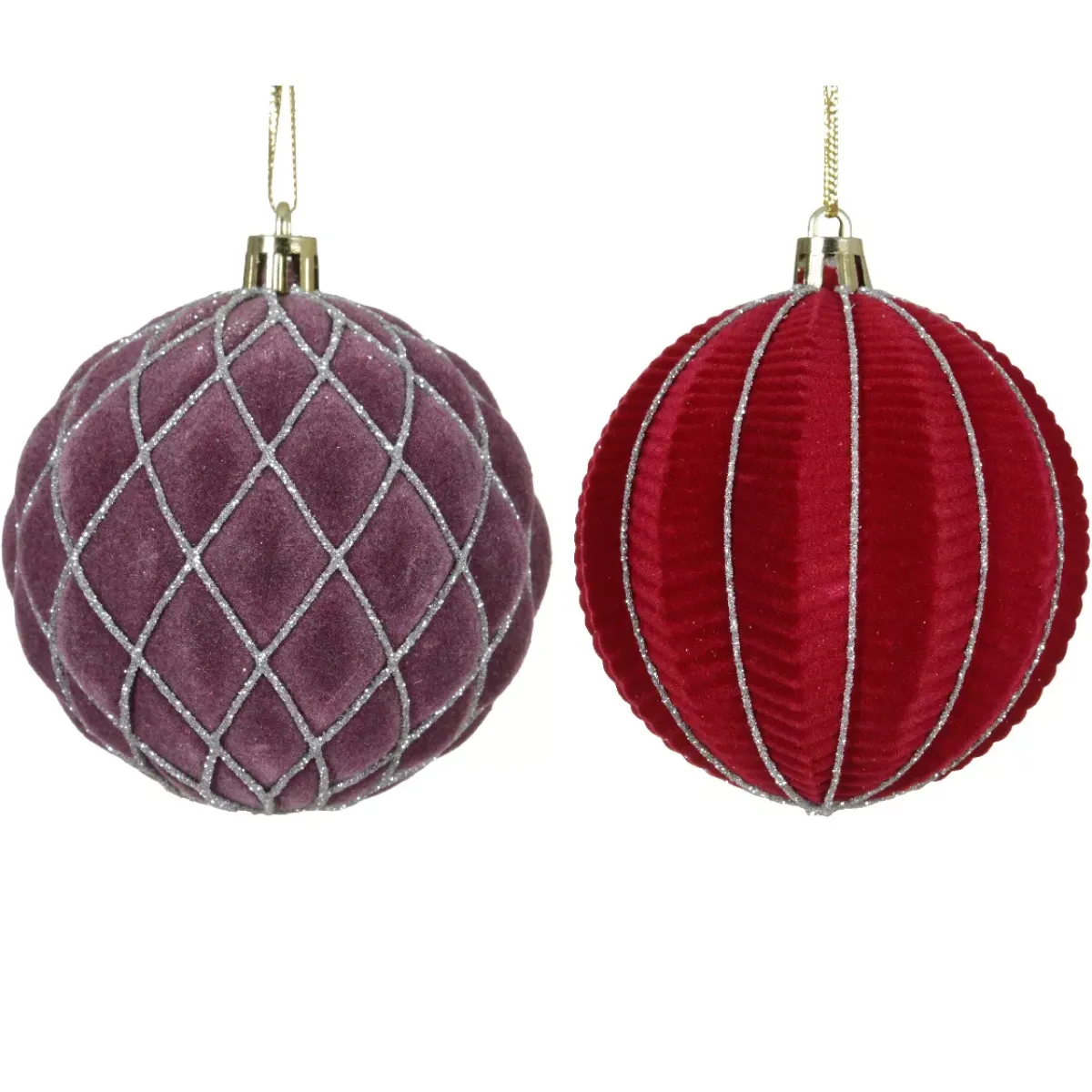 KAEMINGK Palline Di Natale-Set di 12 palline di Natale (D80 mm) Renaissance Fico e rosso
