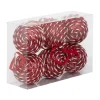 JJA Palline Di Natale-Set di 6 Palline di natale (D80 mm) Righe Fantasia Rosso e bianco