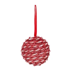 JJA Palline Di Natale-Set di 6 Palline di natale (D80 mm) Righe Fantasia Rosso e bianco