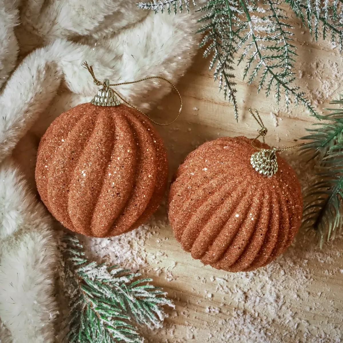 KAEMINGK Palline Di Natale-Set di 12 palline di Natale (D80 mm) Riflesso d'oro glitterato oro