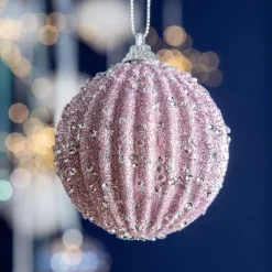 KAEMINGK Palline Di Natale-Set di 12 palline di Natale (D80 mm) Strass luccicanti Lilla