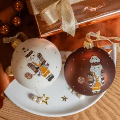 KAEMINGK Palline Di Natale-Set di 6 palline di Natale in vetro (D80 mm) Cioccolato Schiaccianoci