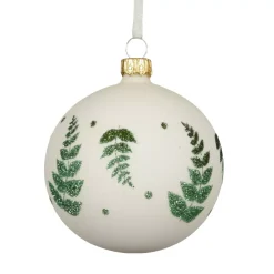 KAEMINGK Palline Di Natale-Set di 6 palline di Natale in vetro (D80 mm) Delicatezza Bianco lana e verde glitterato
