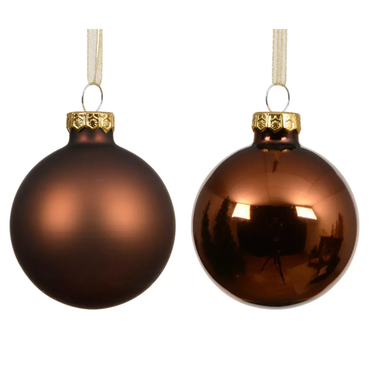 KAEMINGK Palline Di Natale-Set di 6 palline di Natale in vetro (D80 mm) Boreale Marrone
