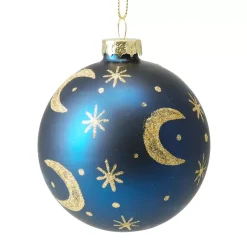 KOOPMAN Palline Di Natale-Set di 12 palline di Natale in vetro (D80 mm) Luna notte e dorato