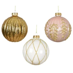 KAEMINGK Palline Di Natale-Set di 12 palline di Natale in vetro (D100 mm) Sogno , rosa e bianco