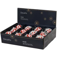KAEMINGK Palline Di Natale-Set di 12 palline di Natale in vetro (D80 mm) Villaggi innevati e bianco