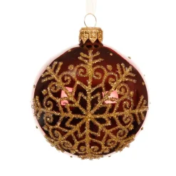 KAEMINGK Palline Di Natale-Set di 6 palline di Natale in vetro (D80 mm) Fiocco di neve glitterato