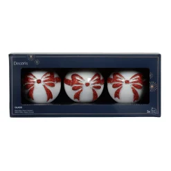 KAEMINGK Palline Di Natale-Set di 3 Palline di Natale in vetro (D80 mm) Scarlette e Rosso