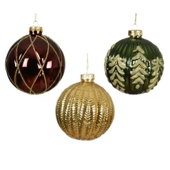 KAEMINGK Palline Di Natale-Set di 12 palline di Natale in vetro (D100 mm) Sogno , verde abete e oro