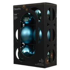 KAEMINGK Palline Di Natale-Set di 6 palline di Natale in vetro (D80 mm) Boreale Blu frizzante