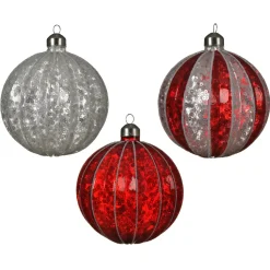 KAEMINGK Palline Di Natale-Set di 12 palline di Natale in vetro (D100 mm) Glitter e rosso