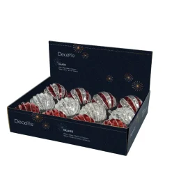 KAEMINGK Palline Di Natale-Set di 12 palline di Natale in vetro (D100 mm) Glitter e rosso