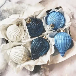 KAEMINGK Palline Di Natale-Set di 12 palline di Natale in vetro (D80 mm) Torsioni e bianco