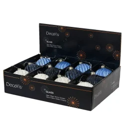 KAEMINGK Palline Di Natale-Set di 12 palline di Natale in vetro (D80 mm) Torsioni e bianco