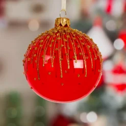 KAEMINGK Palline Di Natale-Set di 6 palline di Natale in vetro (D80 mm) Fiore ghiacciato