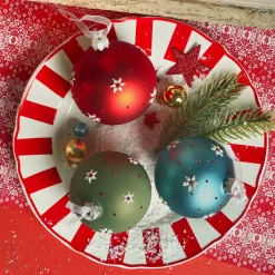 KAEMINGK Palline Di Natale-Set di 6 palline di Natale in vetro (D80 mm) Fiori e pois
